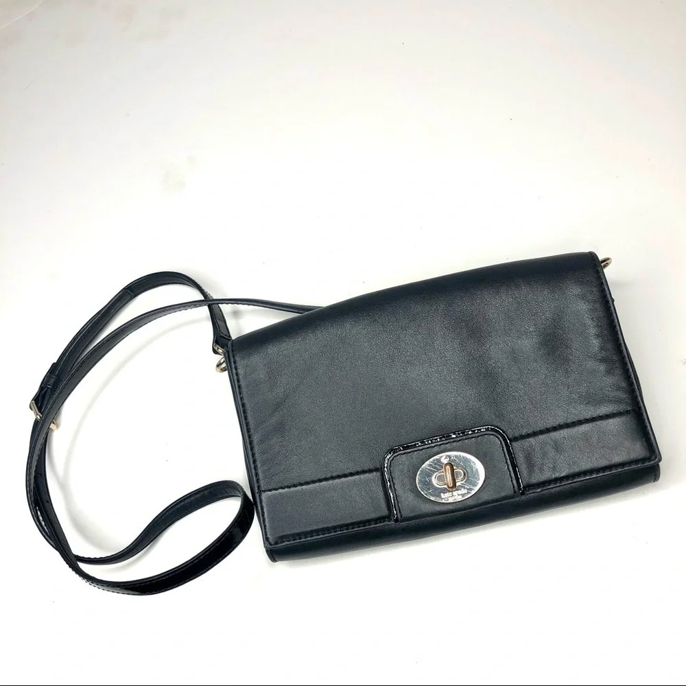 Kate Spade leather square crossbody purse black